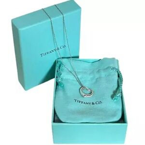 Tiffany & Co Sterling Silver Open Heart 15mm Pendant Necklace With Box